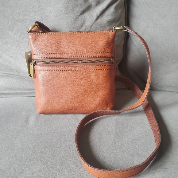 Fossil Handbags - Fossil Voyager Small Brown Leather Crossbody Bag